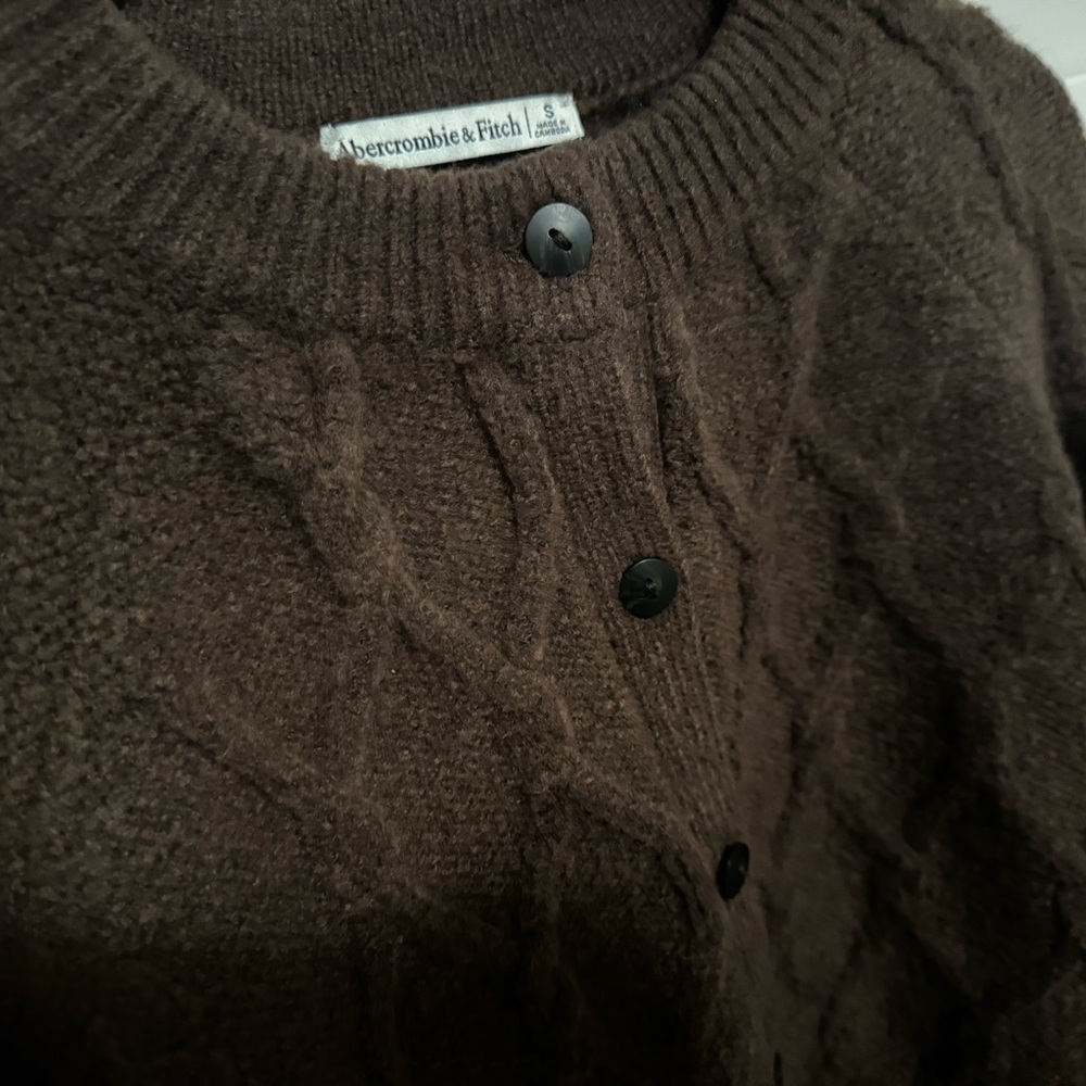 Abercrombie & Fitch Brown Cable-Knit Button Cardigan - Picture 3 of 5